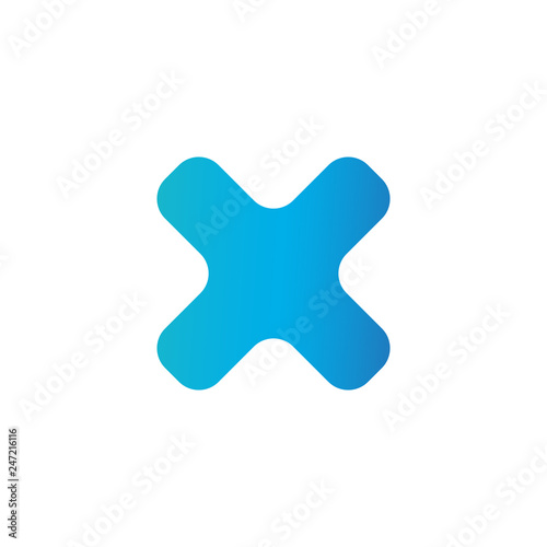 Cross blue icon isolated on white background. Symbol No or X button for correct, vote, check, not approved, error, wrong and failed decision.