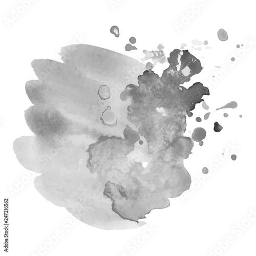 Abstract watercolor grayscale background. Vector illustration. Grunge texture for cards and flyers design. A model for the creation of digital brushes