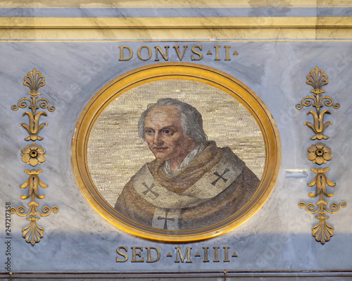 Pope Donus II, non-existent pope who was at one time shown in the official lists of popes in the basilica of Saint Paul Outside the Walls, Rome, Italy