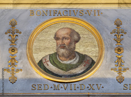 Antipope Boniface VII (Franco Ferrucci, died July 20, 985), was an antipope (974, 984–985) in the basilica of Saint Paul Outside the Walls, Rome, Italy  photo