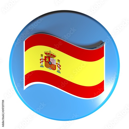 Free Download Blue circle push button spanish flag - 3D rendering illustration - GFXLoad