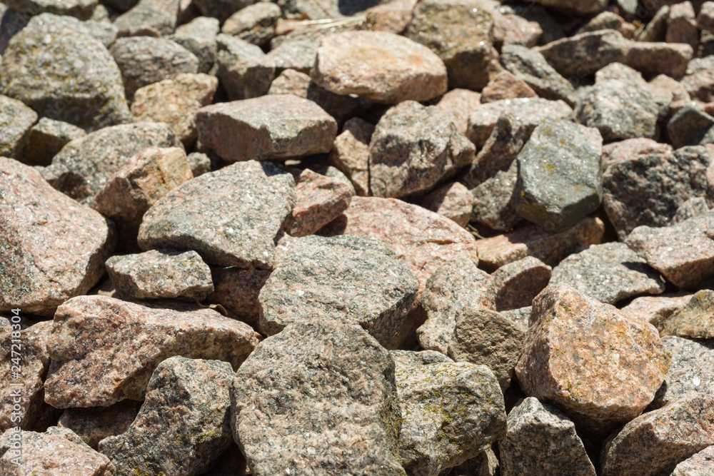 Texture background of many small gray stones