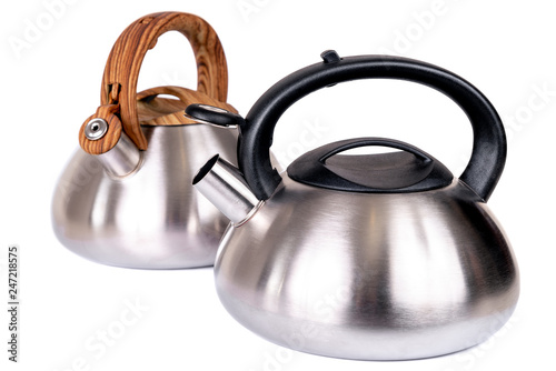 Two modern teapots on a white background.