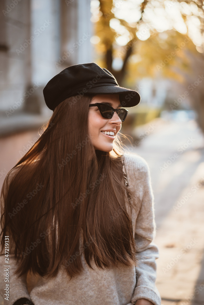 Street portrait of young beautiful fashionable woman Street portrait of young beautiful fashionable woman