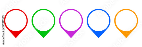 Set pin map marker pointer icon, GPS location flat symbol – stock vector