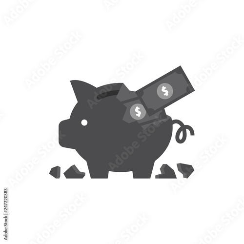 Piggy bank simple vector illustration in flat linework style