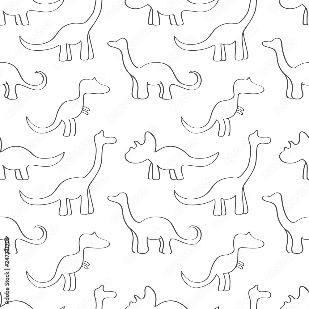 Seamless pattern with cute dinosaurs for children textile , wallpaper , posters and other design. Vector illustration.
