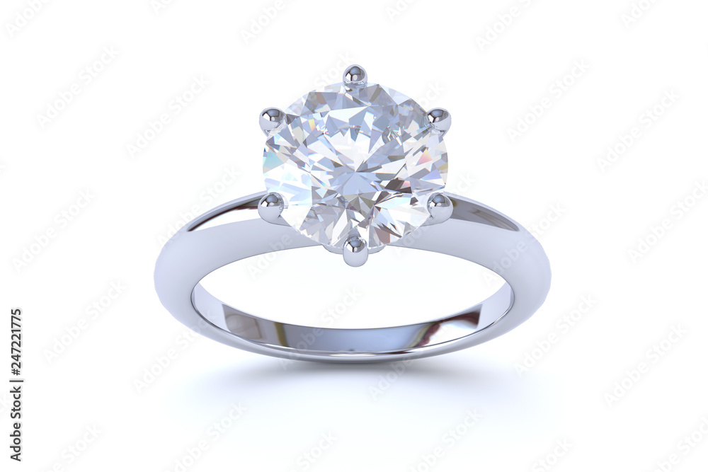 Solitaire diamond engagement ring isolated on white background Solitaire diamond engagement ring isolated on white background