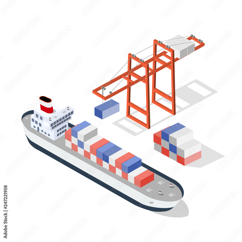 Obraz premium Isometric ship cargo