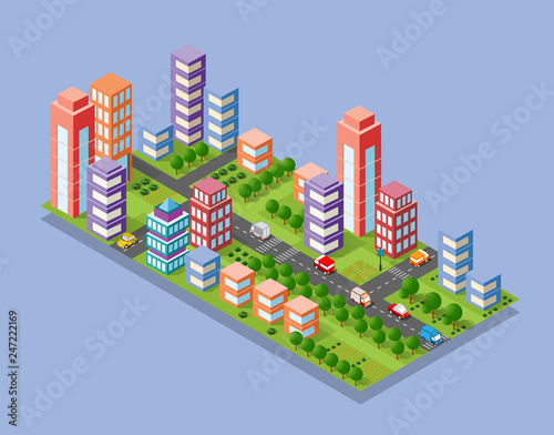 Isometric set module city