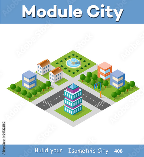 Isometric set module city