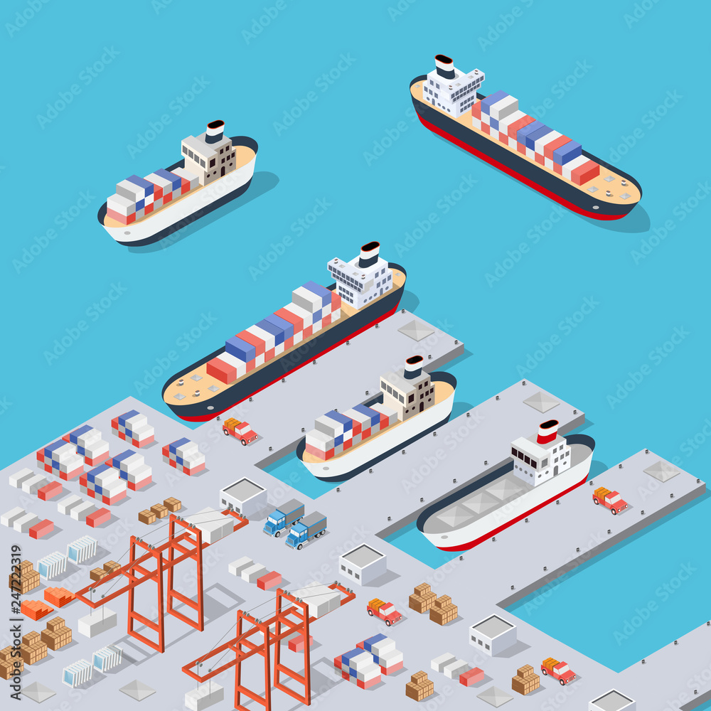 Fototapeta premium Isometric City industrial dock