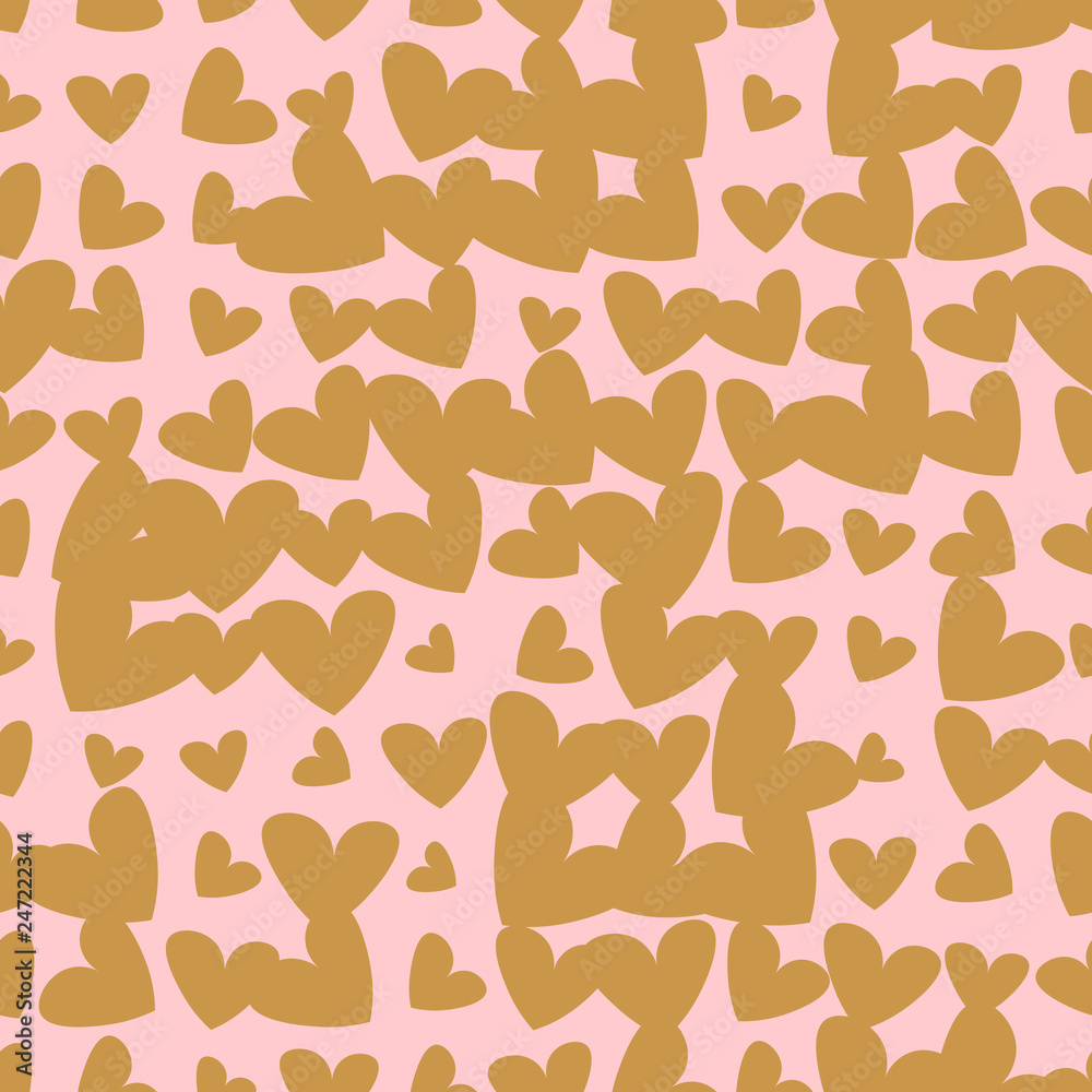 Abstract halftone seamless pattern with hearts. Romantic background. Vector illustration. 