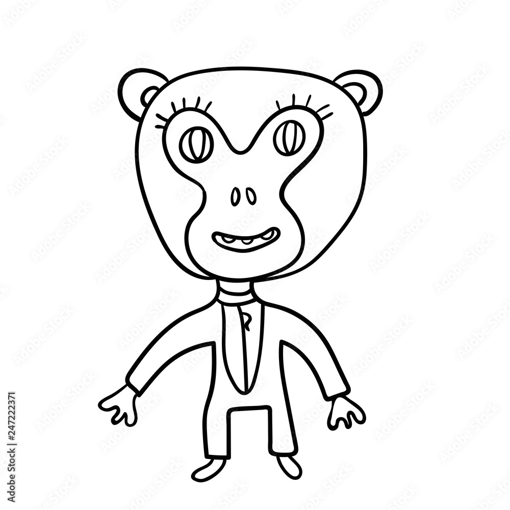 Cartoon doodle linear alien animal isolated on white background. Vector illustration. Cartoon doodle linear alien animal isolated on white background. Vector illustration.