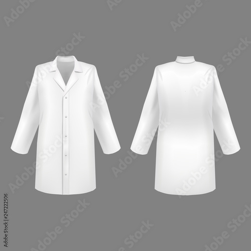 Realistic 3d Detailed White Medical Lab Coat Set. Vector