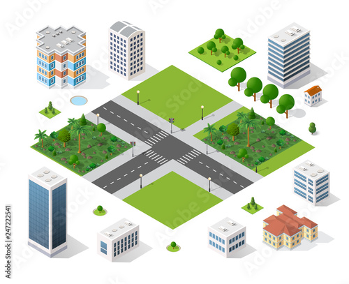 Modern 3D city isometric