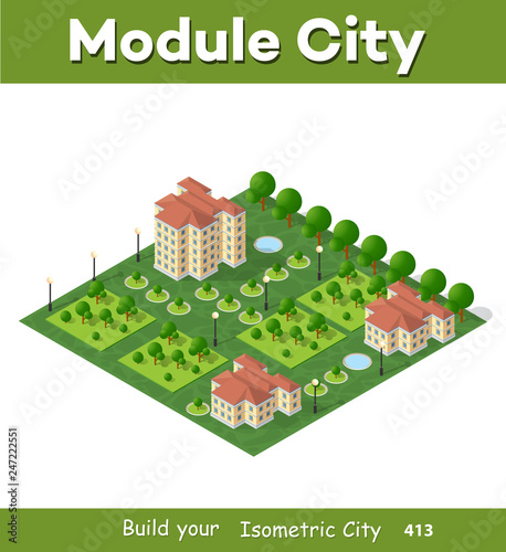 Modern 3D city isometric