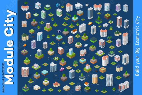 Modern 3D city isometric