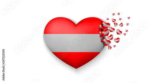 Free Download National flag of Austria in heart illustration. With love to Austria country. The national flag of Austria fly out small hearts on white background - GFXLoad