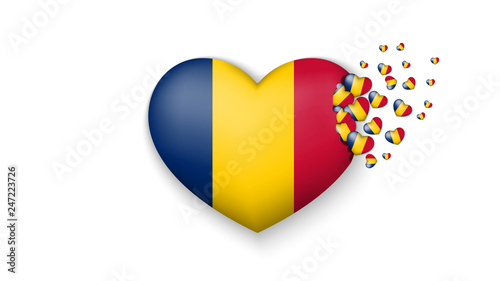 Free Download National flag of Chad in heart illustration. With love to Chad country. The national flag of Chad fly out small hearts on white background - GFXLoad
