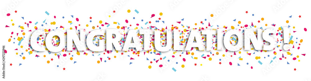congratulations text and confetti illustration - congratulation congratulations text and confetti illustration - congratulation