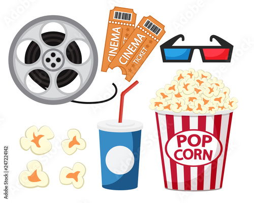 Set for going to the cinema on a white.