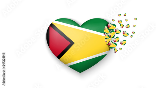 National flag of Guyana in heart illustration. With love to Guyana country. The national flag of Guyana fly out small hearts on white background Free Download National flag of Guyana in heart illustration. With love to Guyana country. The national flag of Guyana fly out small hearts on white background - GFXLoad