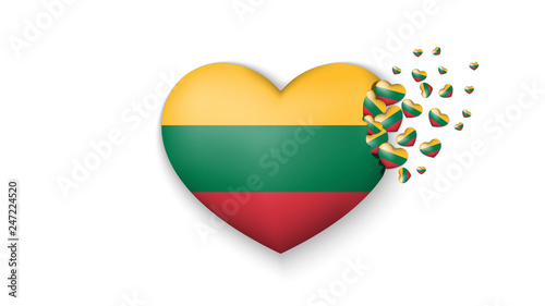 Free Download National flag of Lithuania in heart illustration. With love to Lithuania country. The national flag of Lithuania fly out small hearts on white background - GFXLoad
