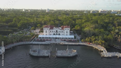 Vizcaya park in Miami aerial drone footage