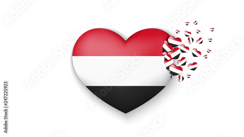 National flag of Yemen in heart illustration. With love to Yemen country. The national flag of Yemen fly out small hearts on white background Free Download National flag of Yemen in heart illustration. With love to Yemen country. The national flag of Yemen fly out small hearts on white background - GFXLoad