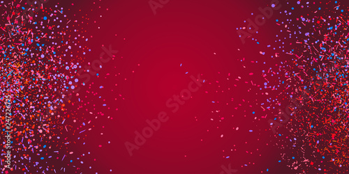 Multicolored confetti on isolated background. Bright explosion. Colored firework. Geometric texture with colorful glitters. Image for banners, posters and flyers. Greeting cards