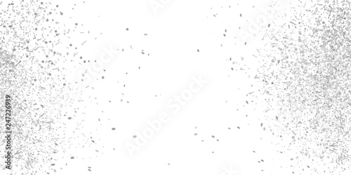 Confetti on white background. Luxury texture. Festive backdrop with glitters. Pattern for work. Print for polygraphy, posters, banners and textiles. Doodle for design. Black and white illustration