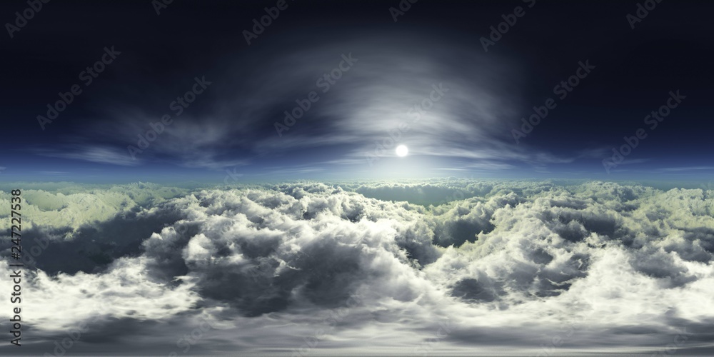 Obraz premium HDRI, environment map , Round panorama, spherical panorama, equidistant projection, panorama 360, Beautiful clouds, panorama of clouds