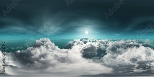 HDRI, environment map , Round panorama, spherical panorama, equidistant projection, panorama 360, Beautiful clouds, panorama of clouds