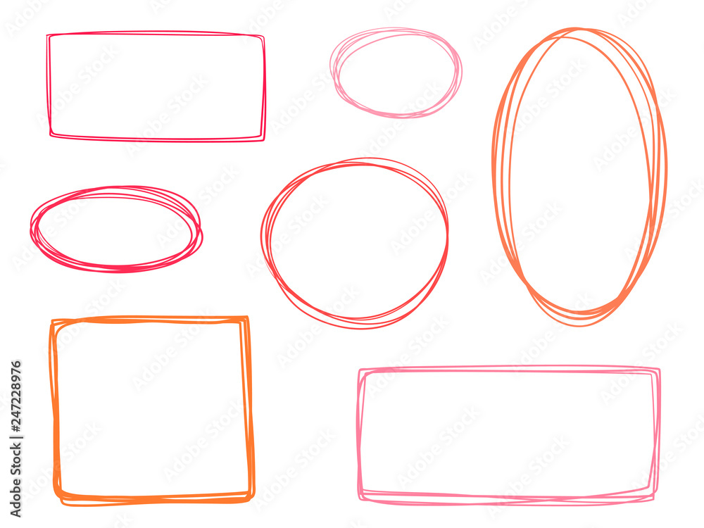 Hand drawn shapes on white. Abstract frameworks. Line art. Set of different signs. Colorful illustration. Doodles for artwork Hand drawn shapes on white. Abstract frameworks. Line art. Set of different signs. Colorful illustration. Doodles for artwork