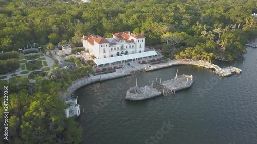 Vizcaya park in Miami aerial drone footage