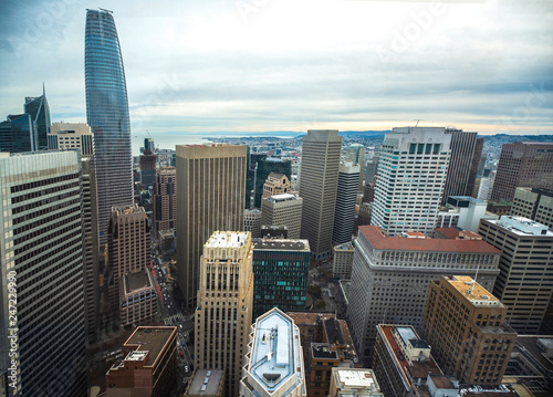 Canvas Print Highrises in San Francisco's Financial District, look up view