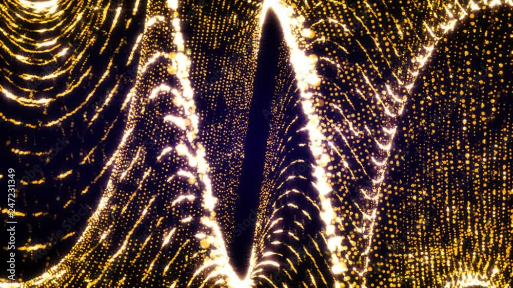 4K Abstract motion background animation shining particles  sparks and magic dust forming in space mesmerizing rotating and swirling forms and flows with light rays and projections seamless loop