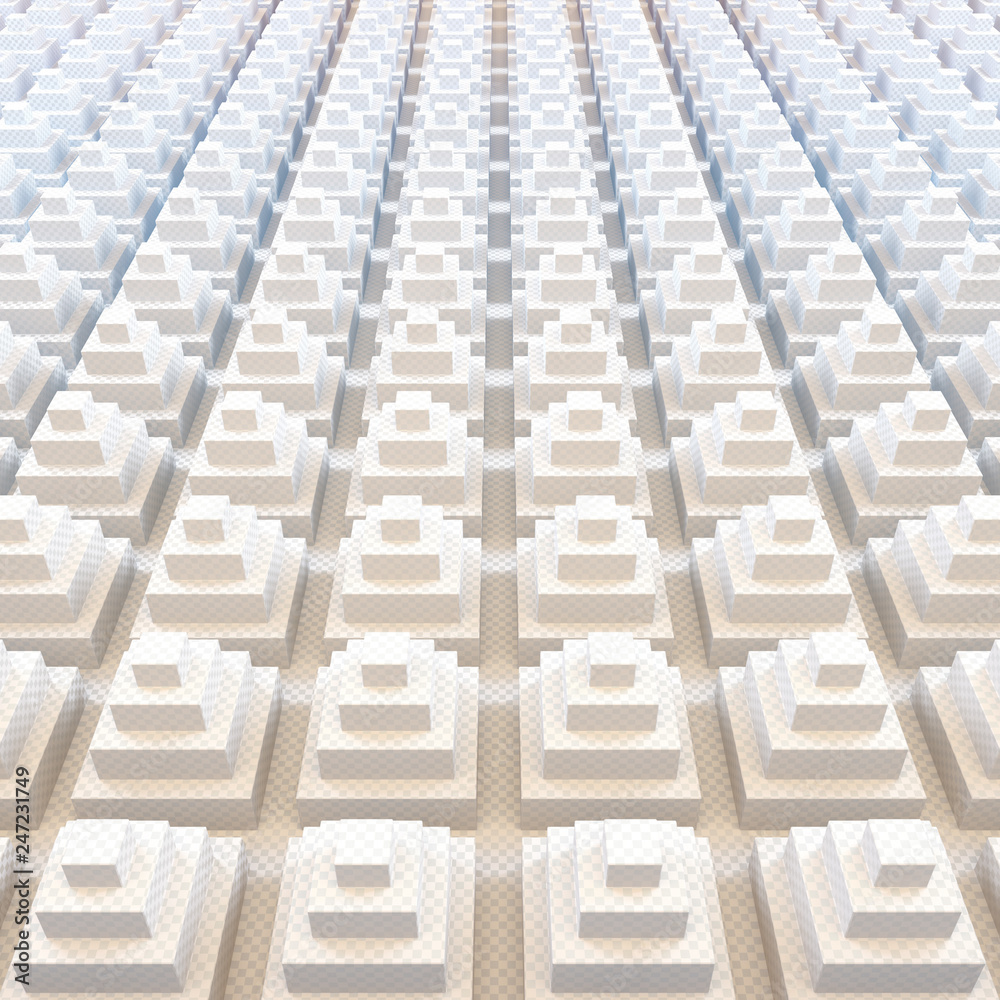 Fototapeta premium Abstract background of the pyramids. The surface consists of white pyramids. 3D illustration.