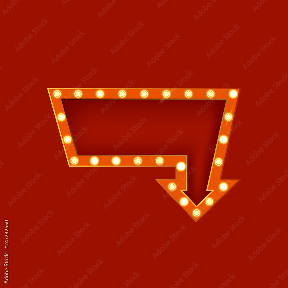 Realistic Detailed 3d Glowing Sign Pointer. Vector