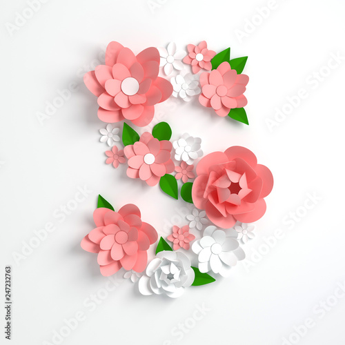 Paper flower alphabet letter © Meranna