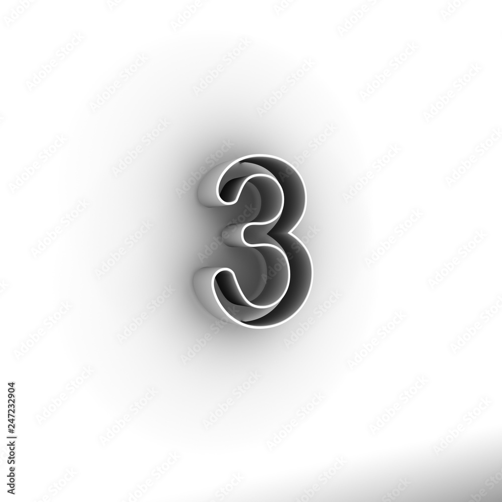 Design numbers three on a white background. 3D illustration. Design numbers three on a white background. 3D illustration.