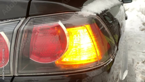 Car alarm flashing close-up