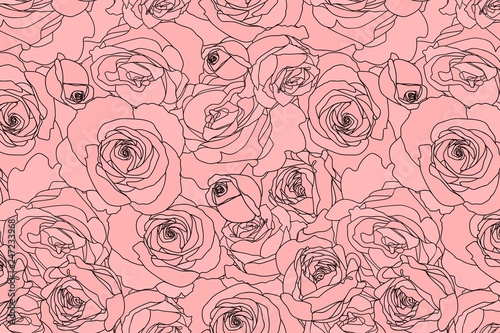 Beautiful floral pattern. Pink roses background