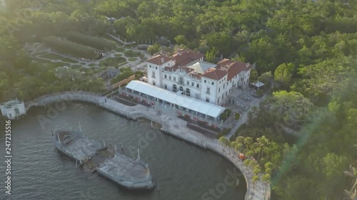 Vizcaya park in Miami aerial drone footage