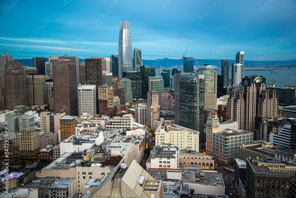 Beautiful view of business center in downtown San Francisco