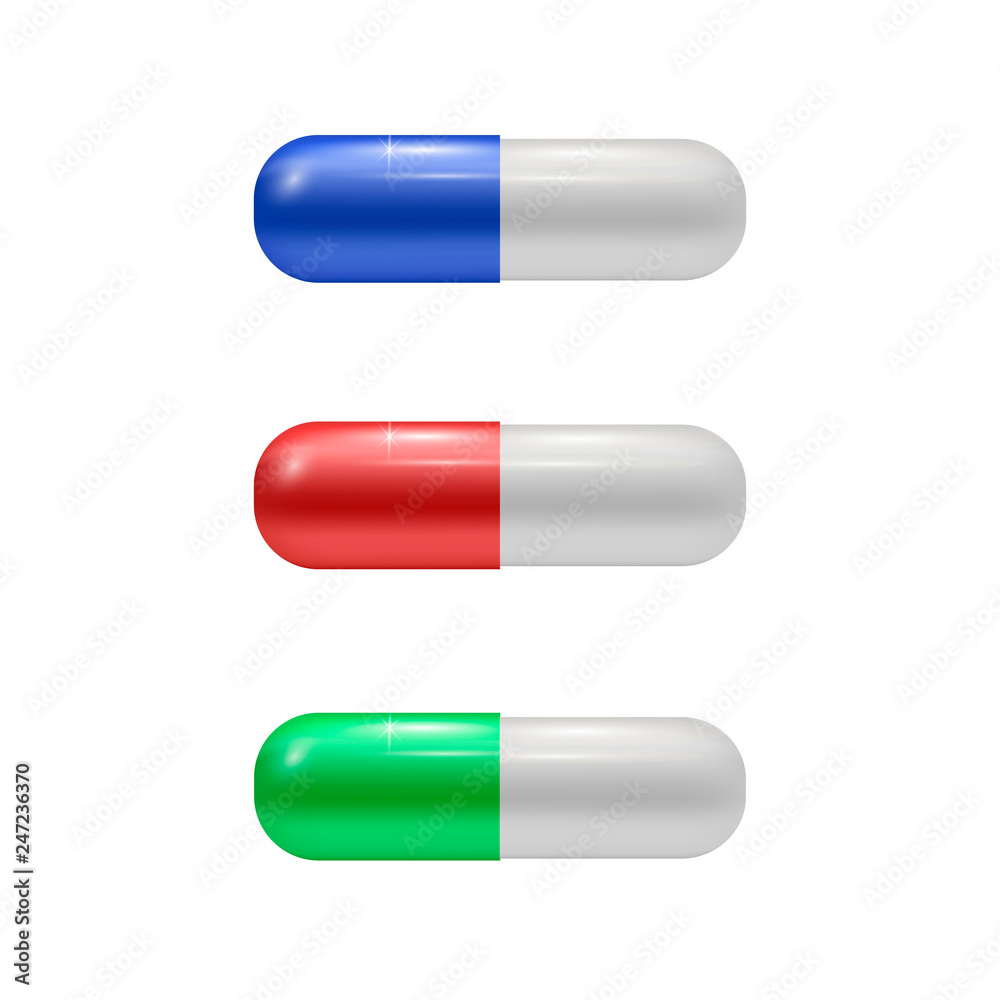 Set of Colored Medical Pills. Drugs Set. Set of Colored Medical Pills. Drugs Set.