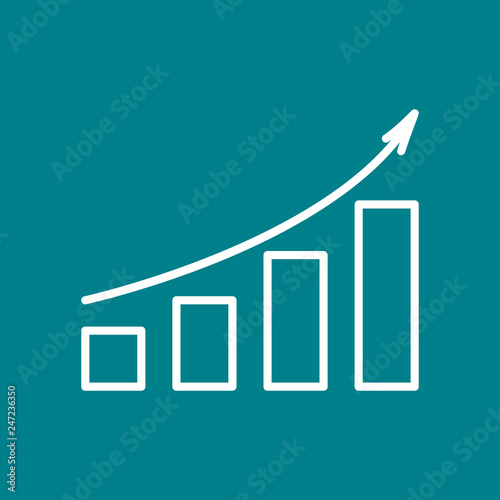 Line chart with up arrow. Vector illustration.