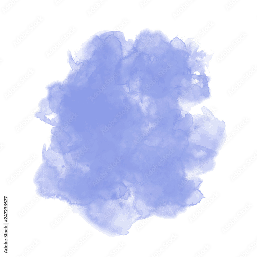 Watercolor stain, semi transparent colored background. blue