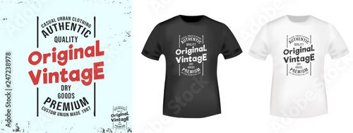 Original vintage t shirt print stamp. Vector illustration.